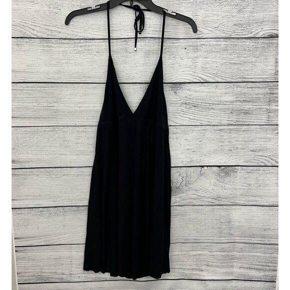 A. Che Black Sleeveless V-Neck Mini Dress With Tie-Back Straps, Size Large - Picture 1 of 4
